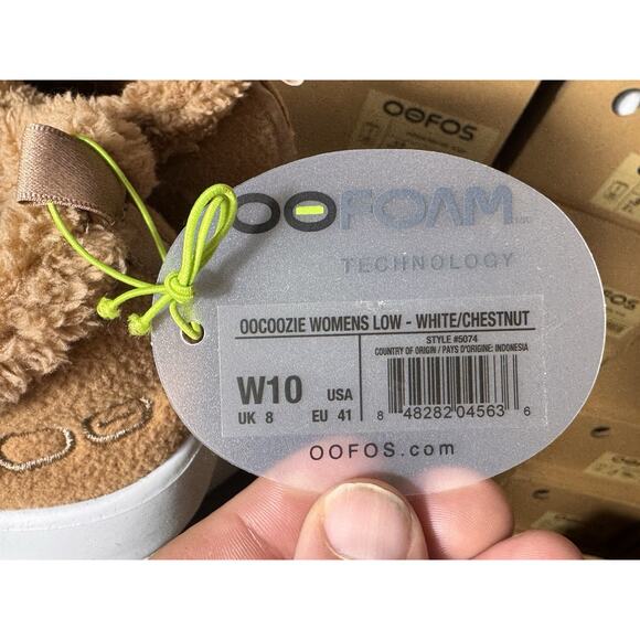 OOFOS OOcoozie Women’s Low Slip-On Shoes White/Chestnut W10 Comfort Recovery - Picture 3 of 8